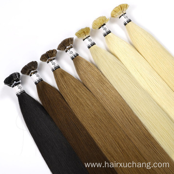 Pre Bonded Flat Tip 100% Human Hair Extensiones European Virgin Double Drawn Remy Hair Extension